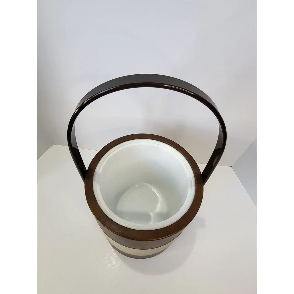 Vintage Bucket Brigade Morgan Designs Ice Bucket Brown Faux Leather Mid Century